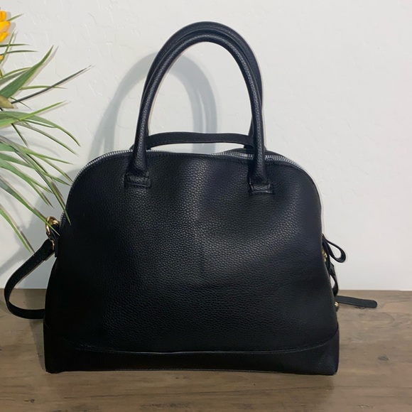 Nanette Lepore Black Pebbled Leather Dome Satchel EUC - Picture 4 of 15